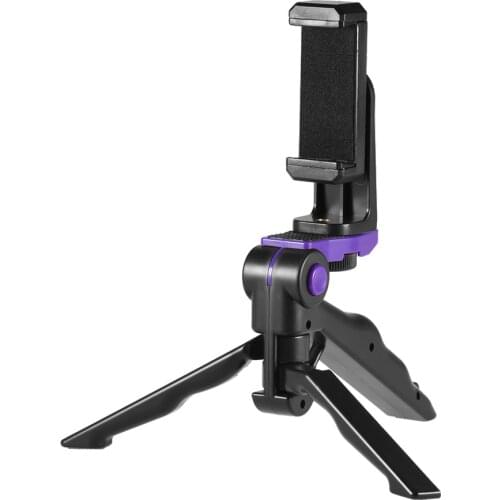 Andoer Mini Phone Tripod Stand Handheld Grip Stabilizer w/ Adjustable Smartphone Clip Holder Bracket for iPhone X for Samsung