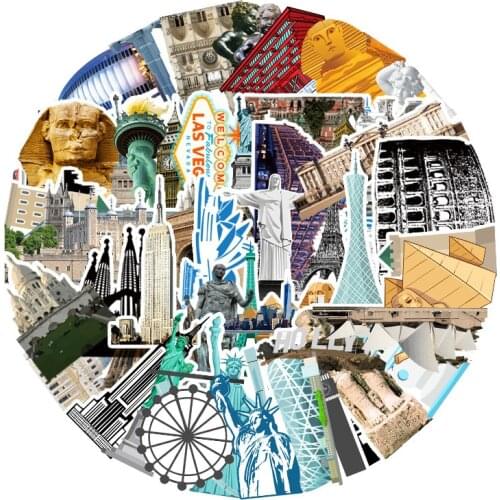 64pcs Landmark Stickers For Kids Stickers Aesthetic Laptop Stickers Stickers for Bike Skateboard Stickers Phone Stickers