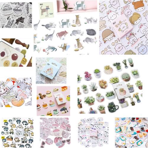 1pack/lot Kawaii Cats Pig Plants Cakes Stickers Paper Bird Weather Stickers Decoration Diary Scrapbooking School Supplies