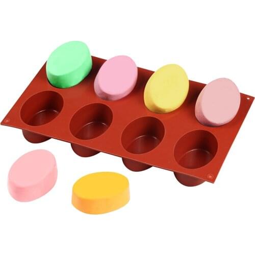 New 8 Cavity Ellipse Silicone Soap Mold Candle Pudding Candy Wax Aromatherapy mould Craft Decorating 3D DIY Handmade Making Tool