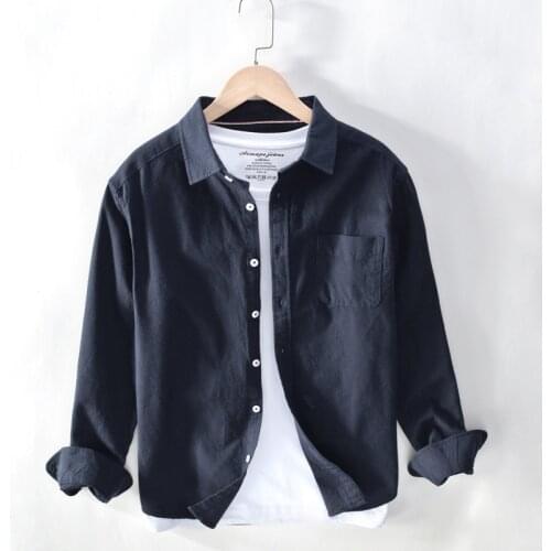 Top Quality Mens 100% Cotton Shirts Solid Long-sleeved Casual Shirts Turn-down Collar Business Dress Shirt Male Camisas TS-568