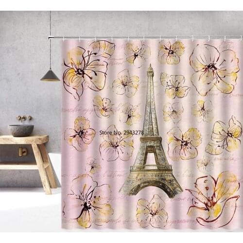 Paris Iron Tower Scenery Shower Curtain 3d Bath Curtains Waterproof With Hooks Bathroom Shower Curtain Polyester Washable Cloth