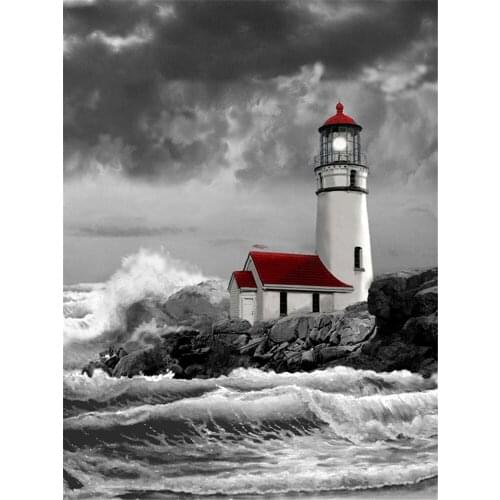 Landscape Lighthouse DIY Cross Stitch 11CT Embroidery Kits Craft Needlework Set Printed Canvas Cotton Thread Home Sale