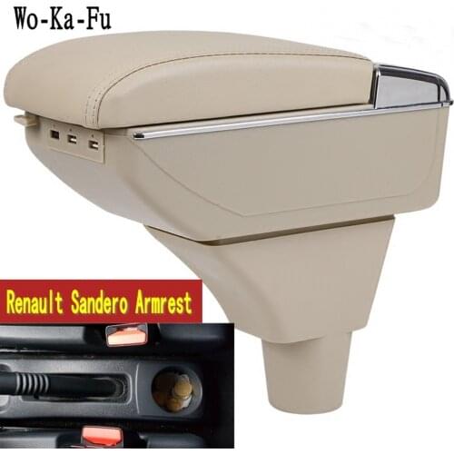 For Renault Sandero Stepway armrest box central Store content Storage box armrest box