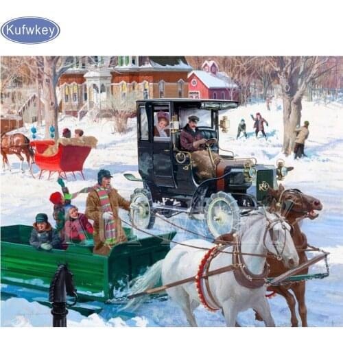 Full Square Diamond 5D DIY Diamond Painting Cross Stitch winter scenery diamond Embroidery Mosaic Decor Christmas gifts B07