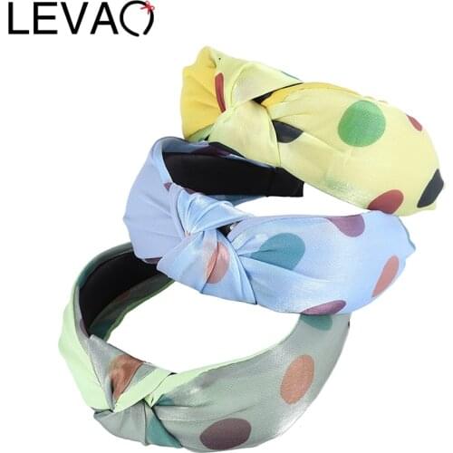 LEVAO Women Fashion Hair Accessories Polka Dot Fabric Hairband Knotted Headband Girls Wide Headwear Hair Band Multicolor