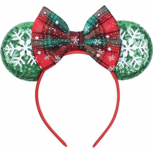 Disney Mouse Ears Headband Dot Christmas Sequins DIY Hair Bows Hair Accessories Bandanna For Girls Party Boutique