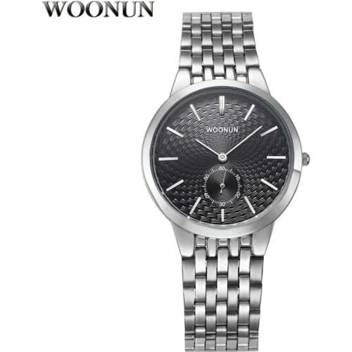 Luxury Brand WOONUN Men Watches Stainless Steel Analog Quartz Watch Thin Mens Watches Samll Seconds Relogio Masculino hodinky