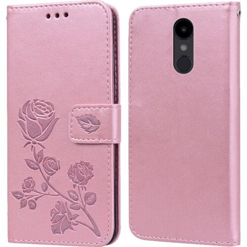 Luxury Leather Flip Book Case for LG K9 2018 Rose Flower Wallet Stand Case Phone Cover Bag coque