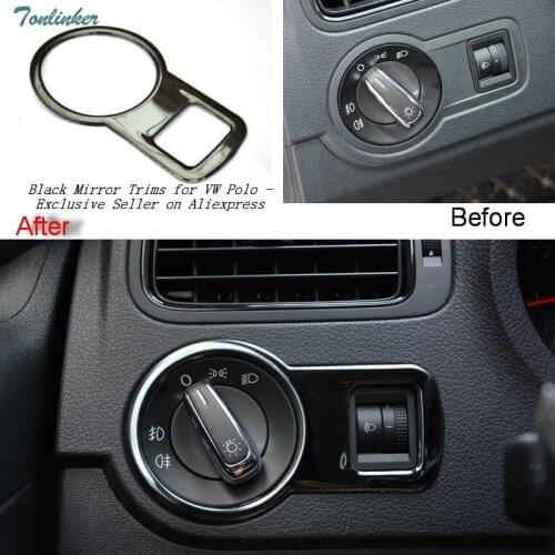 Tonlinker Cover Case Stickers for VW Volkswagen Polo 2011-17 Car Styling 1 PCS stainless steel headlight switch cover sticker