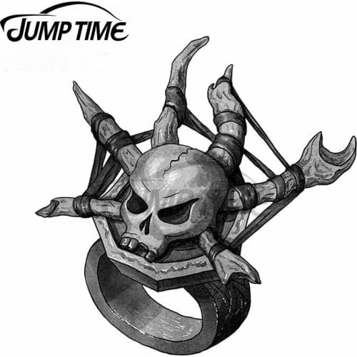 Jump Time 13 x 12.9cm Digital Inktober Ring Skull Car Stickers Waterproof Personality Bumper Trunk VAN SUV Surfboard Decal Decor