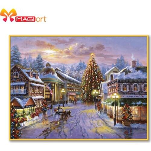Cross stitch kits Embroidery needlework sets 11CT water soluble canvas patterns 14CT Full Merry Christmas Town NCMC127
