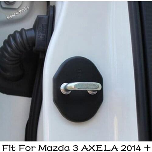Lapetus Black Door Lock Buckle Cap Protective Cover Trim Plastic Decoration Interior Fit For Mazda 3 AXELA 2014 - 2021