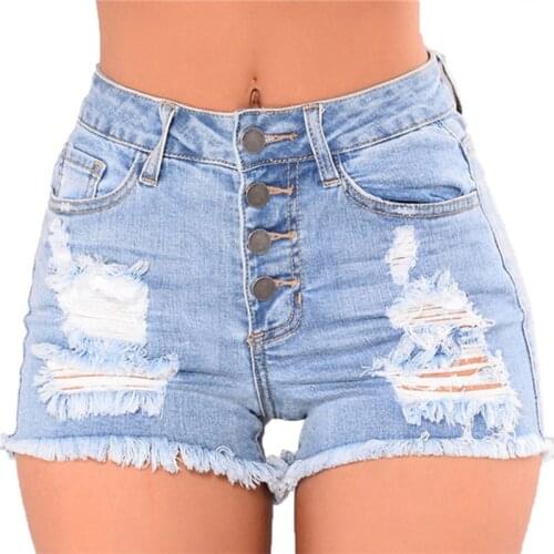 Tassel Ripped Jeans Shorts for Women Summer Vintage Button Mid Waist Denim Booty Shorts Women Sexy Hollow Out Skinny Short Jeans