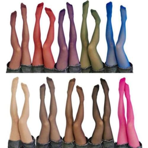 Women Sexy Fashion Candy Color Sheer Velvet Tights Stockings Long Pantyhose