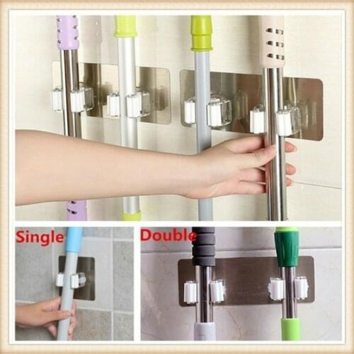 1pcs Wall Mounted Mop Holder Brush Broom Hanger Storage Rack Hanging Hooks Garage Hold Shelf bathroom kitchen organizer