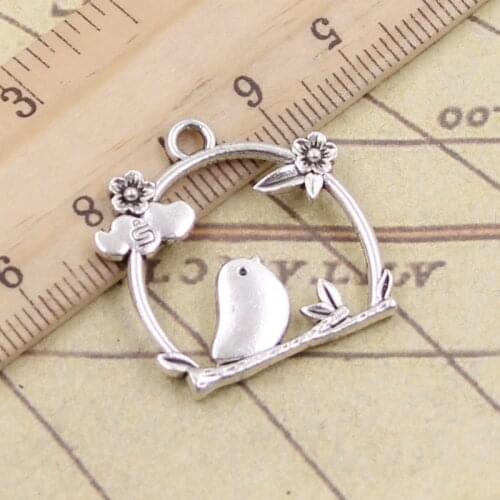 10pcs Charms Birdcage Bird Flower 25x26mm Tibetan Silver Color Pendants Antique Jewelry Making DIY Handmade Craft