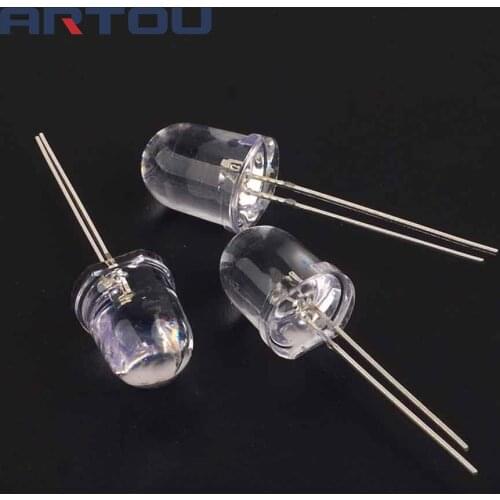 100PCS 10mm White LED Lamp Ultra Bright LED Light White 3.2V-3.4V 20MA