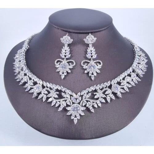 2020 NEW FASHION vintage CZ crystal zircon necklace earring wedding bride banquet formal dress popular jewelry set free shipping