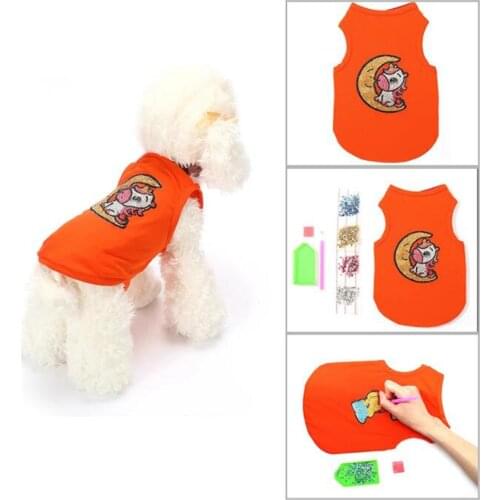 2021 New Diamond Painting Cartoon Print Cute Pet Clothes for Small Dogs Pullover Dog Shirt Pet Supplies Clothing S-L