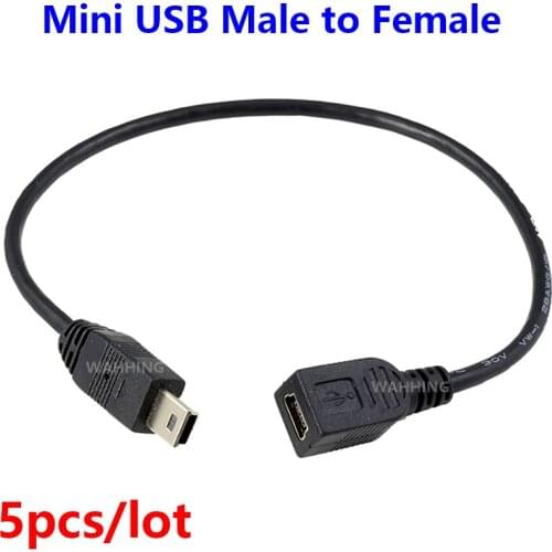 5pcs 5 Pin Mini USB Male To Female Cable Cord Adapter 5P Mini USB Extension Cable Wire for Camera MP3 Phone Tablet HY931*5