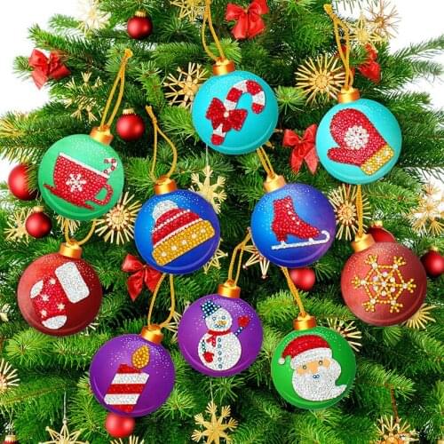 5d Diy Diamond Painting Christmas Tree Pendant Hanging Ornament Christmas Tree Decoration Sock Santa Man Balls Round Circle Gift