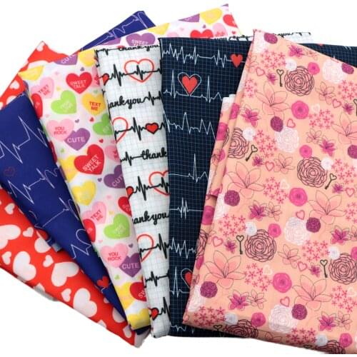 David accessories 50*145cm Heart Love Valentines Day Polyester Cotton Fabric Tissue Kid Home Textile Sewing Tilda Doll,1Yc3279