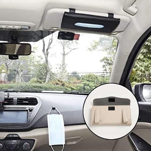 Car Tissue Box Mask Holder Sun Visor Seat Back Car Hanging Leather Drawer Storage Organizer Box Bag for Car Interior Storage Box