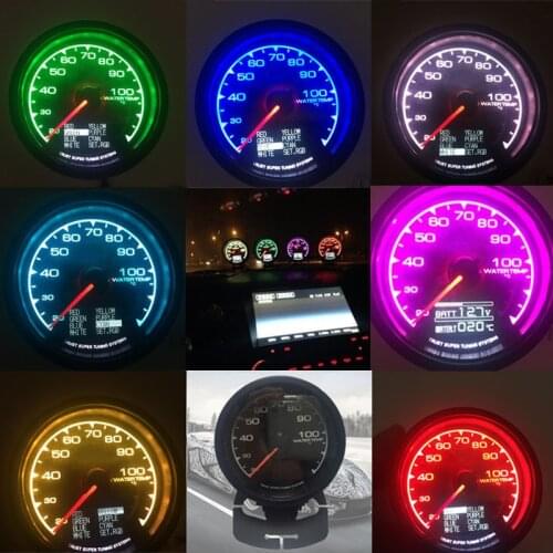62mm GReddi Multi D/A LCD Digital Display Greddi Gauge Water Temperature Turbo Boost Oil Temp RPM Car Universal Meter 7 Color