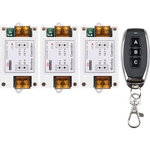 AC 110V 220V 3CH 40A Wireless Remote Control Switch Receiver + 433 MHZ Transmitter For Water Pump LED Light Garage Door
