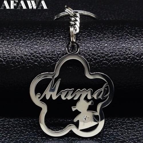 2021 Fashion Family Stainless Steel Keychains for Women Mama Silver Color Keyrings Jewelry Gift chaveiros K77347B