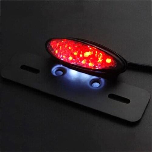 Black Cateye Lens LED Motorcycle Brake Tail Light Lamp License Plate Light for Harley Suzuki Custom Bike Choppers