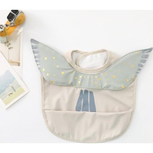 Infants PU Leather Waterproof Feeding Cloth Baby Drool Bib Burp Cloth with Pocket Bag Washable Children Drawing Apron