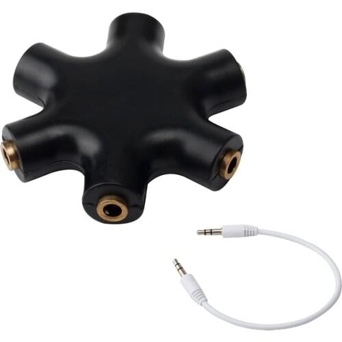 For 3.5mm 6-way multi-port hub 3.5 auxiliary splitter 3.5 jack adapter audio line adapter converter phone headset