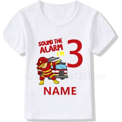 New Boys Girls Funny Fire Truck Clothes Short Sleeve O-neck T Shirt Pure Fire Truck T-shirt Brand Tee Tops Unisex