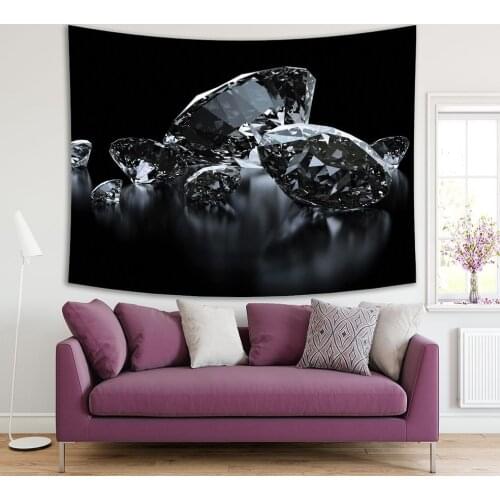 Tapestry Luxury Diamonds on Dark Backgrounds Jewellery Design Fashion Artwork Black and White