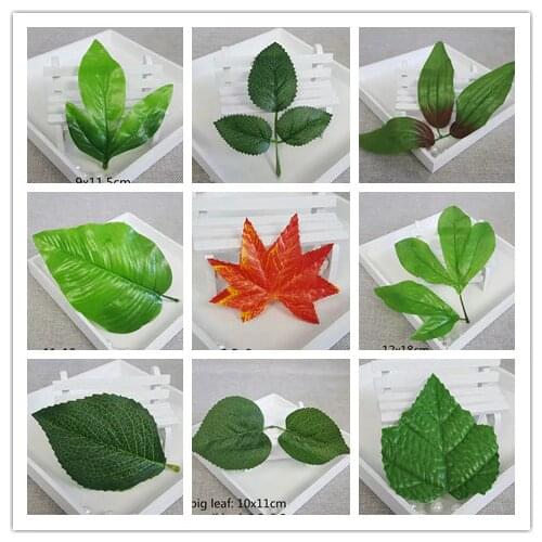 30pcs fake leaves Artificial simulation silk leaf for diy wedding bouquet flower material decoration peony lily rose hydrangea