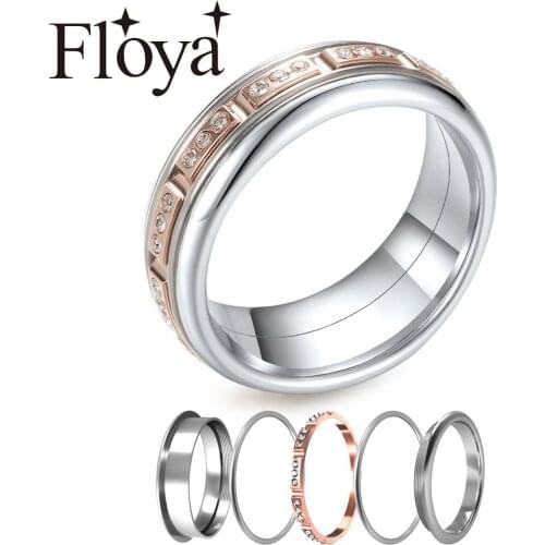 Cremo Rose Gold Ring Women Crystal Interchangeable Rotating Men Stainless Steel Rings Band Anillo Bijoux