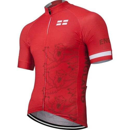 England 2021 Team Summer Red Cycling Jersey Customized Bike Road Mountain Race Bicycle Wear Tops Riding Cycling Clothing