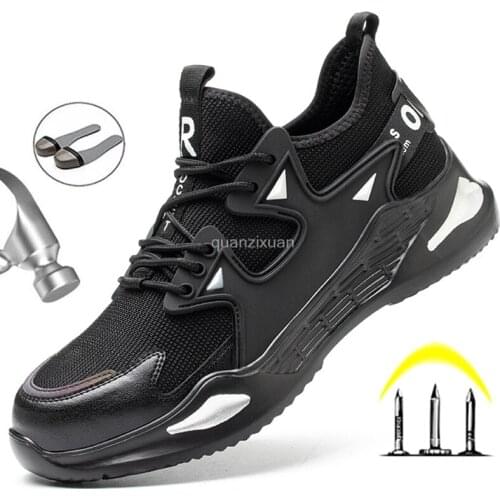 Male Indestructible Work Shoes Sneakers Men Boots Anti-puncture Safety Shoes Men Anti-smash Work Boots Steel Toe Shoes Footwear