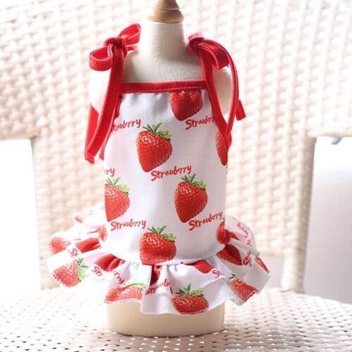 Summer Hawaiian Dress for Small Dogs Cute Fruit Dog Skirt Breathable Mesh Puppy Clothes for Chihuahua Yorkshire Cat Costume