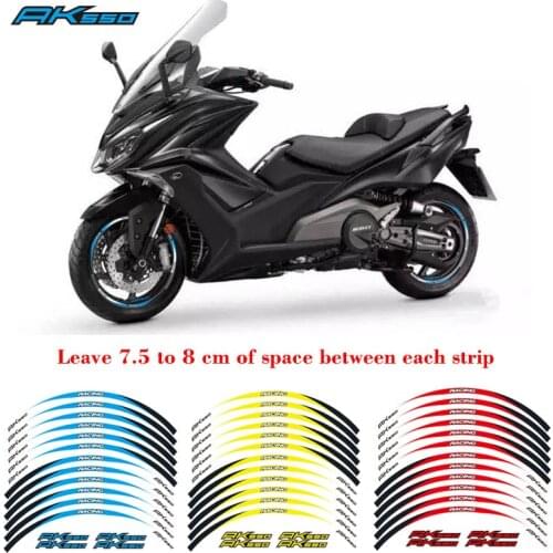 Hot sell Motorcycle front&Rear Edge Outer Rim Sticker 17inch Wheel Decals Reflective waterproof stickers For KYMCO AK550