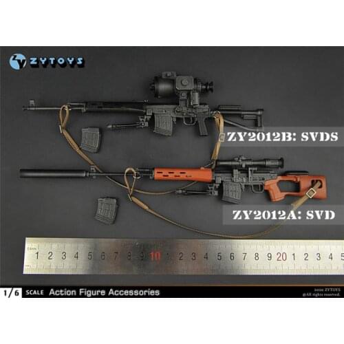 ZYTOYS Hot Sales 1/6th ZY2012A/B SVD SVDS Sniper Rifle Russia Gun Weapons For Usual Doll Soldier Collection