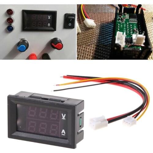 Mini Digital Voltmeter Ammeter DC 100V 10A Panel Amp Volt Voltage Current Meter Tester 0.28" Blue Red Dual LED Display