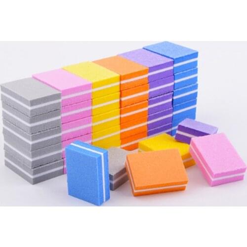 20pcs Mini Cube Sandpaper Nail File Blocks Sponge Nail Sanding Polish gel nails Colorful Manicure Buffer Pedicure Nail Tools