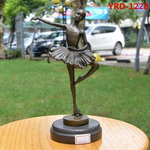 Ballerina girl Bronze statue Ornament design work copper Art Music dance figures miniature figurines sculpture Home decoration