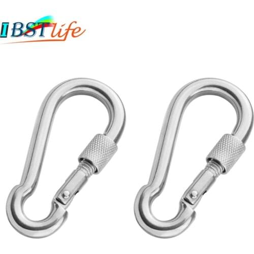 2PCS M8*80mm Multifunctional SS 304 Spring Snap Carabiner Quick Link Lock Ring Hook snap shackle Chain Fastener Hook
