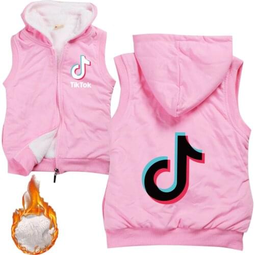 TIK TOK New Winter girls cotton cartoon vest hooded girls jacket coat children coats children clothes