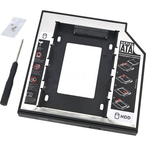 New Aluminum 2.5" SATA 3.0 2nd HDD Caddy 12.7mm Hard Disk Drive Enclosure SSD Case With LED for Laptop ODD Optical Bay Adapter