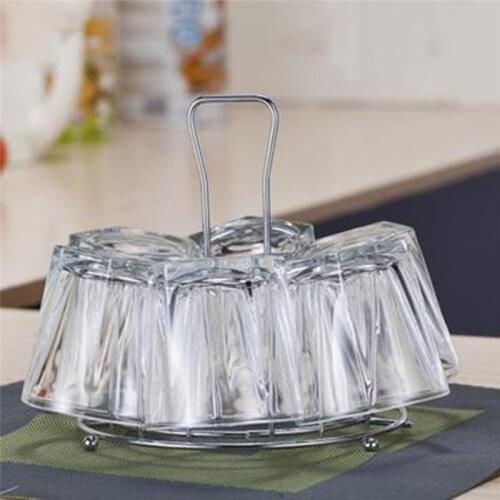 Iron 6 Cups Mug Glass Stand Holder Kitchen Hanging Drainer Storage Rack Drying Shelf Home Storage Accessories Home Organizer